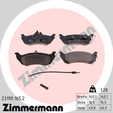 Zimmermann 23190.165.2 - Гальмівні колодки, дискові гальма autozip.com.ua