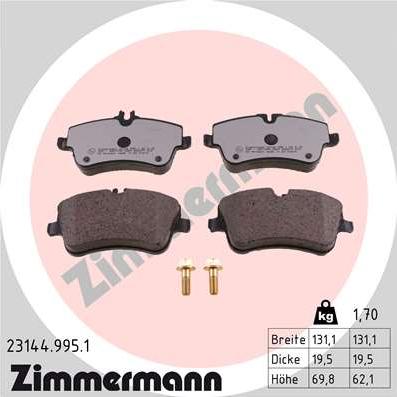 Zimmermann 23144.995.1 - Гальмівні колодки, дискові гальма autozip.com.ua