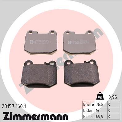 Zimmermann 23157.160.1 - Гальмівні колодки, дискові гальма autozip.com.ua