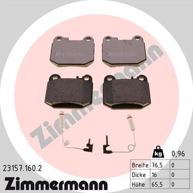 Zimmermann 23157.160.2 - Гальмівні колодки, дискові гальма autozip.com.ua