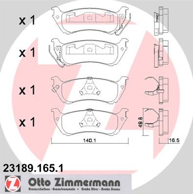 Zimmermann 23189.165.1 - Гальмівні колодки, дискові гальма autozip.com.ua