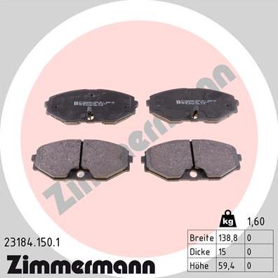 Zimmermann 23184.150.1 - Гальмівні колодки, дискові гальма autozip.com.ua