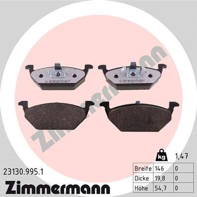 Zimmermann 23130.995.1 - Гальмівні колодки, дискові гальма autozip.com.ua