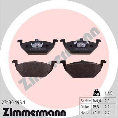 Zimmermann 23130.195.1 - Гальмівні колодки, дискові гальма autozip.com.ua