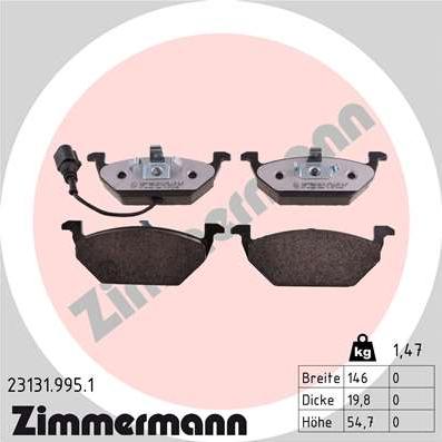 Zimmermann 23131.995.1 - Гальмівні колодки, дискові гальма autozip.com.ua