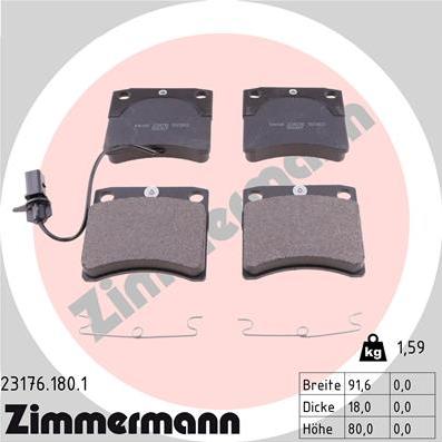 Zimmermann 23176.180.1 - Гальмівні колодки, дискові гальма autozip.com.ua