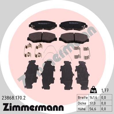 Zimmermann 23868.170.2 - Гальмівні колодки, дискові гальма autozip.com.ua