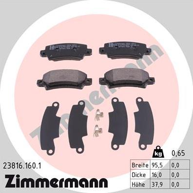 Zimmermann 23816.160.1 - Гальмівні колодки, дискові гальма autozip.com.ua