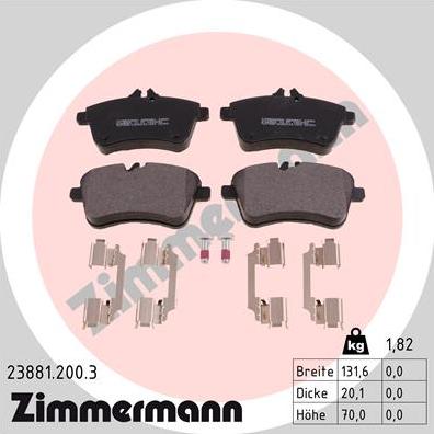 Zimmermann 23881.200.3 - Гальмівні колодки, дискові гальма autozip.com.ua