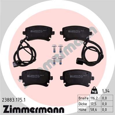 Zimmermann 23883.175.1 - Гальмівні колодки, дискові гальма autozip.com.ua