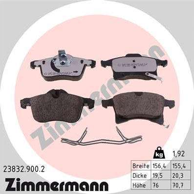 Zimmermann 23832.900.2 - Гальмівні колодки, дискові гальма autozip.com.ua