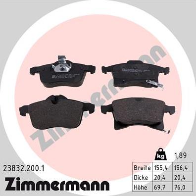 Zimmermann 23832.200.1 - Гальмівні колодки, дискові гальма autozip.com.ua