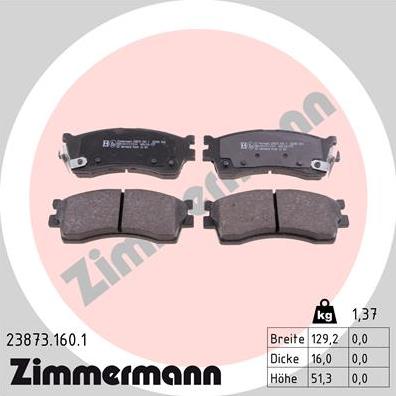 Zimmermann 23873.160.1 - Гальмівні колодки, дискові гальма autozip.com.ua