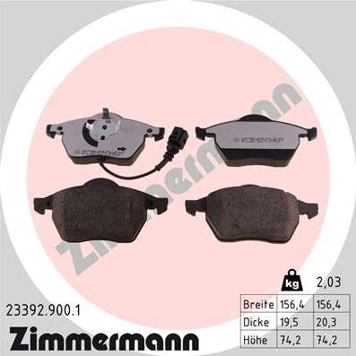 Zimmermann 23392.900.1 - Гальмівні колодки, дискові гальма autozip.com.ua