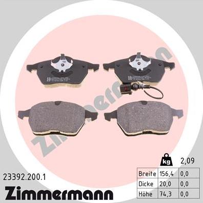 Zimmermann 23392.200.1 - Гальмівні колодки, дискові гальма autozip.com.ua