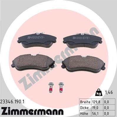 Zimmermann 23346.190.1 - Гальмівні колодки, дискові гальма autozip.com.ua