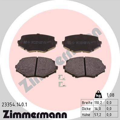 Zimmermann 23354.140.1 - Гальмівні колодки, дискові гальма autozip.com.ua
