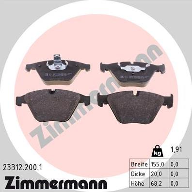 Zimmermann 23312.200.1 - Гальмівні колодки, дискові гальма autozip.com.ua