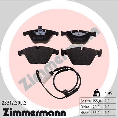 Zimmermann 23312.200.2 - Гальмівні колодки, дискові гальма autozip.com.ua
