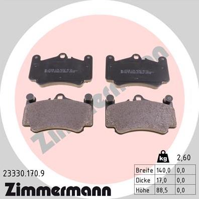 Zimmermann 23330.170.9 - Гальмівні колодки, дискові гальма autozip.com.ua
