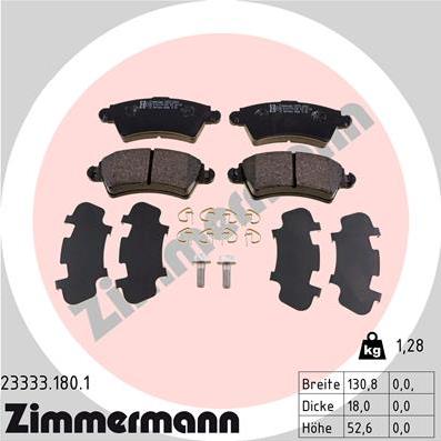 Zimmermann 23333.180.1 - Гальмівні колодки, дискові гальма autozip.com.ua