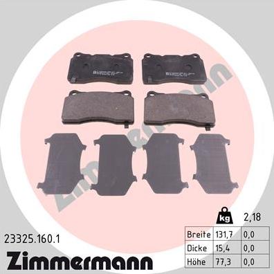 Zimmermann 23325.160.1 - Гальмівні колодки, дискові гальма autozip.com.ua