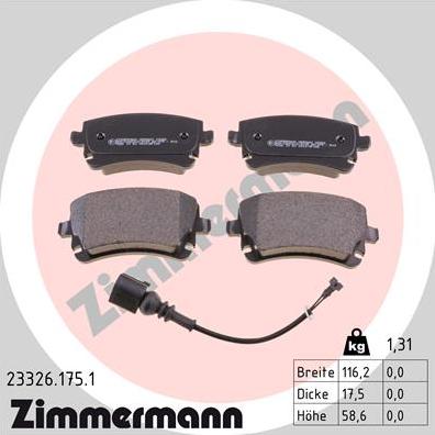 Zimmermann 23326.175.1 - Гальмівні колодки, дискові гальма autozip.com.ua