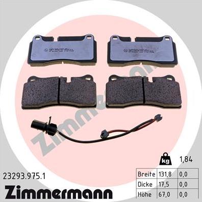 Zimmermann 23293.975.1 - Гальмівні колодки, дискові гальма autozip.com.ua