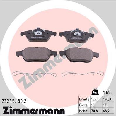 Zimmermann 23245.180.2 - Гальмівні колодки, дискові гальма autozip.com.ua