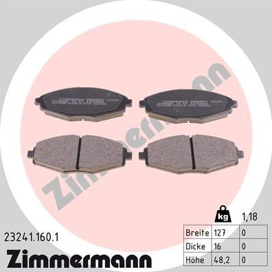 Zimmermann 23241.160.1 - Гальмівні колодки, дискові гальма autozip.com.ua