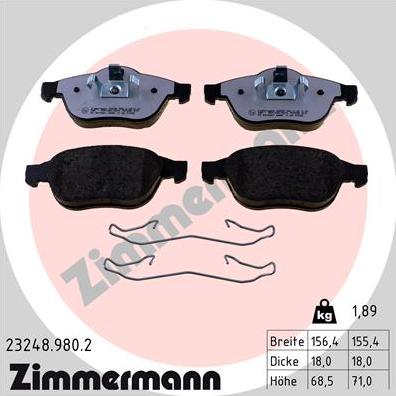 Zimmermann 23248.980.2 - Гальмівні колодки, дискові гальма autozip.com.ua