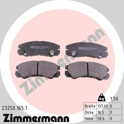 Zimmermann 23250.165.1 - Гальмівні колодки, дискові гальма autozip.com.ua