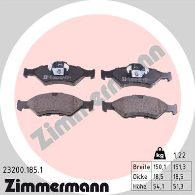 Zimmermann 23200.185.1 - Гальмівні колодки, дискові гальма autozip.com.ua