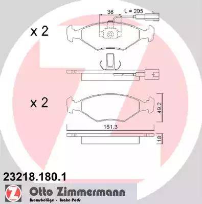 Zimmermann 23218.180.1 - Гальмівні колодки, дискові гальма autozip.com.ua