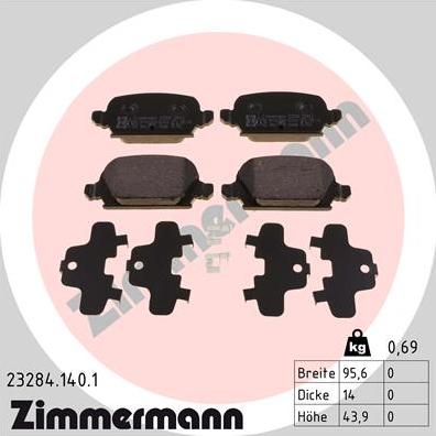 Zimmermann 23284.140.1 - Гальмівні колодки, дискові гальма autozip.com.ua