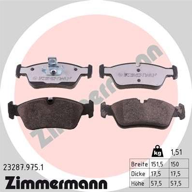 Zimmermann 23287.975.1 - Гальмівні колодки, дискові гальма autozip.com.ua