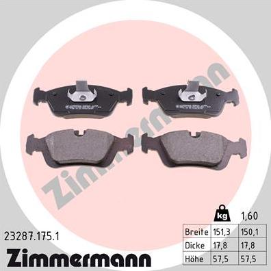 Zimmermann 23287.175.1 - Гальмівні колодки, дискові гальма autozip.com.ua