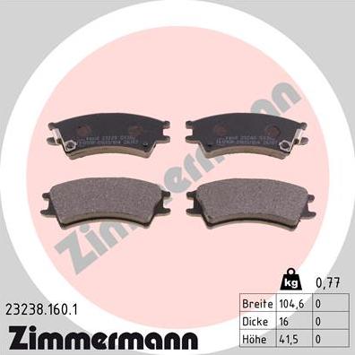 Zimmermann 23238.160.1 - Гальмівні колодки, дискові гальма autozip.com.ua