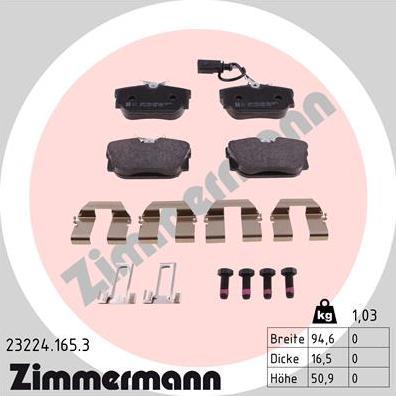 Zimmermann 23224.165.3 - Гальмівні колодки, дискові гальма autozip.com.ua