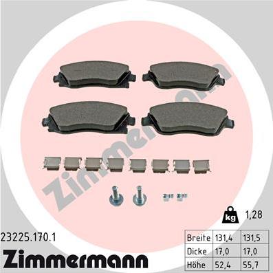 Zimmermann 23225.170.1 - Гальмівні колодки, дискові гальма autozip.com.ua