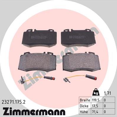 Zimmermann 23271.175.2 - Гальмівні колодки, дискові гальма autozip.com.ua