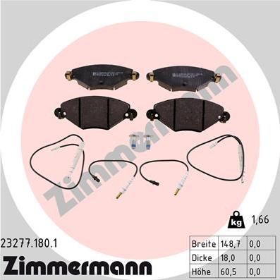 Zimmermann 23277.180.1 - Гальмівні колодки, дискові гальма autozip.com.ua