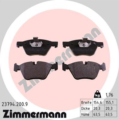 Zimmermann 23794.200.9 - Гальмівні колодки, дискові гальма autozip.com.ua