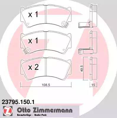 Zimmermann 23795.150.1 - Гальмівні колодки, дискові гальма autozip.com.ua