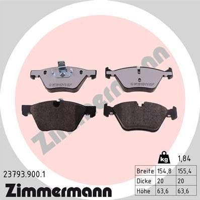 Zimmermann 23793.900.1 - Гальмівні колодки, дискові гальма autozip.com.ua