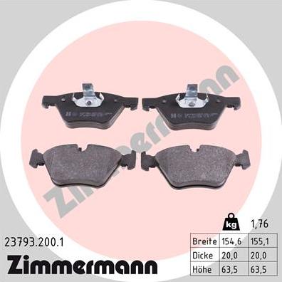 Zimmermann 23793.200.1 - Гальмівні колодки, дискові гальма autozip.com.ua