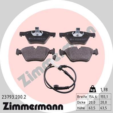 Zimmermann 23793.200.2 - Гальмівні колодки, дискові гальма autozip.com.ua