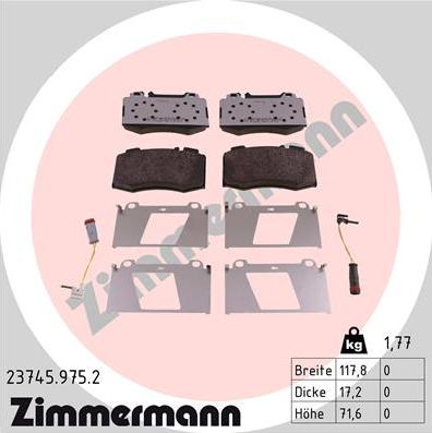 Zimmermann 23745.975.2 - Гальмівні колодки, дискові гальма autozip.com.ua