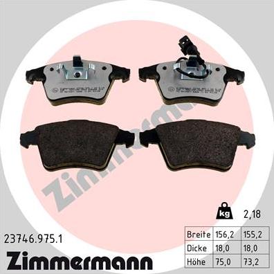 Zimmermann 23746.975.1 - Гальмівні колодки, дискові гальма autozip.com.ua