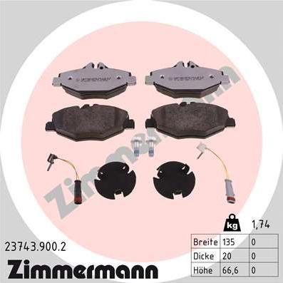 Zimmermann 23743.900.2 - Гальмівні колодки, дискові гальма autozip.com.ua